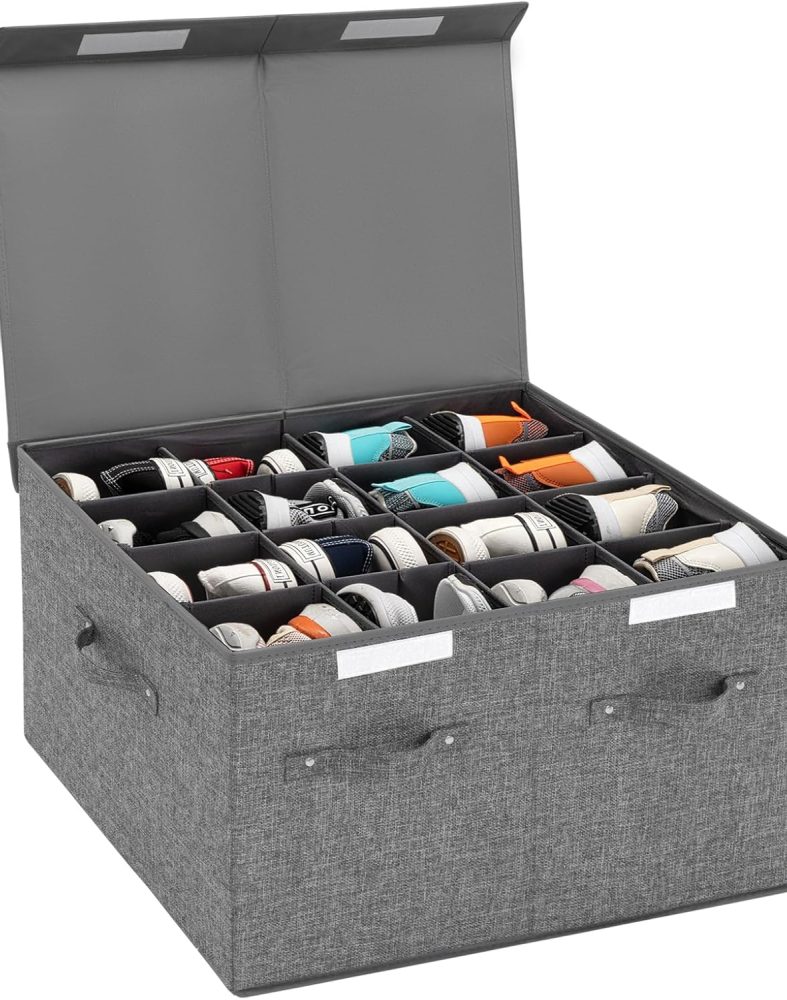Shoe Organizer for Closet Fits 16 Pairs, Large Shoe Storage Box Bins