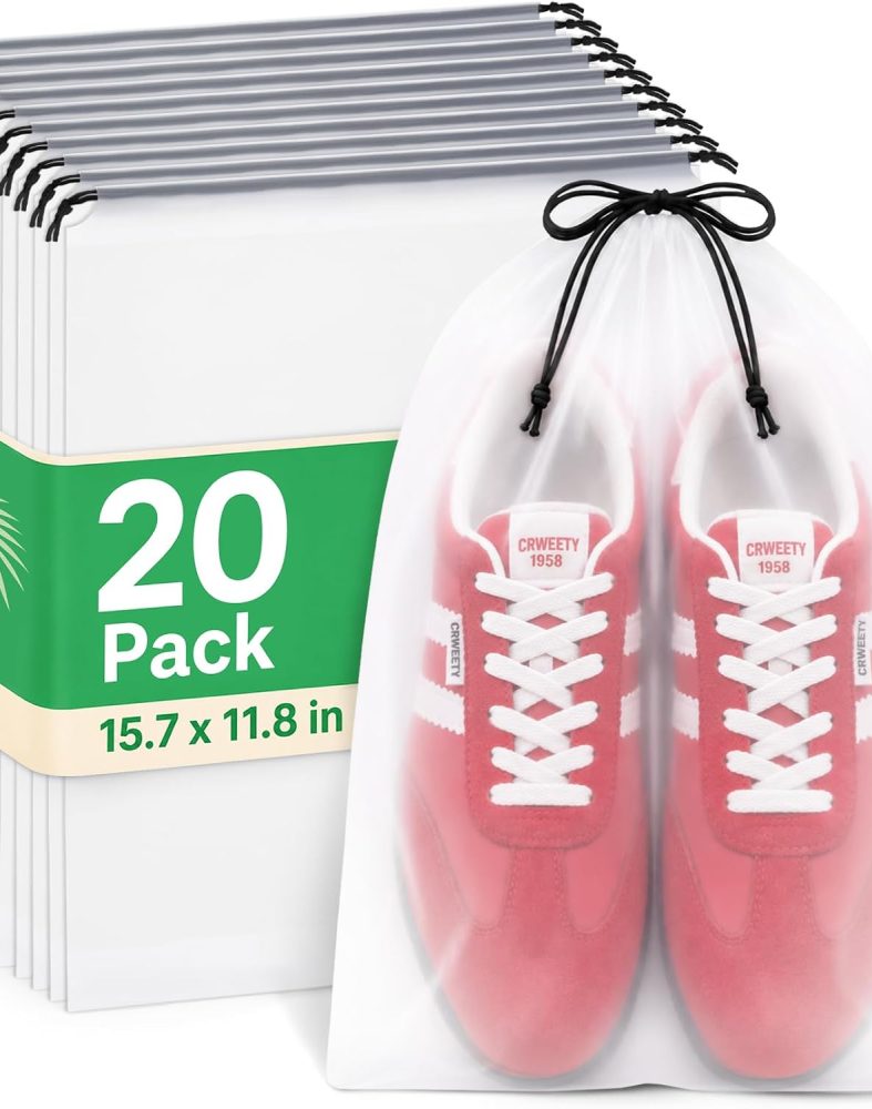 20 Pack Shoe Bags for Travel, Clear Shoe Storage Bags for Packing